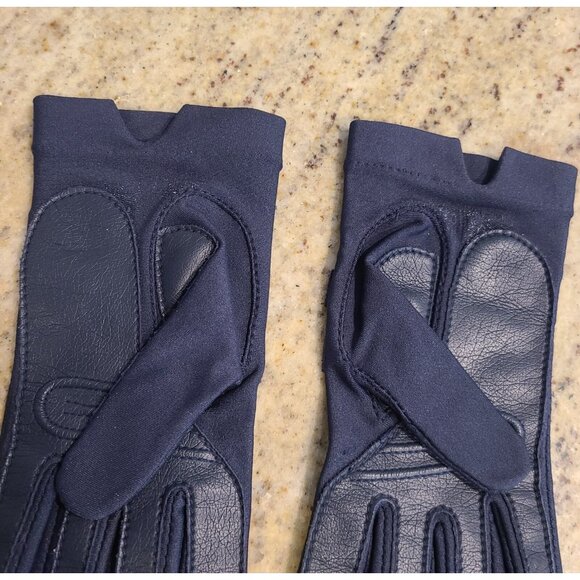 Vintage Womens OSFA Blue Stretch Leather Grip Driving Gloves Sheer Energy Leggs - Picture 8 of 16